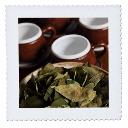 

3dRose Peru Cuzco. Coca leaves and tea cups - SA17 BJA0152 - Jaynes Gallery - Quilt Square 10 by 10-inch