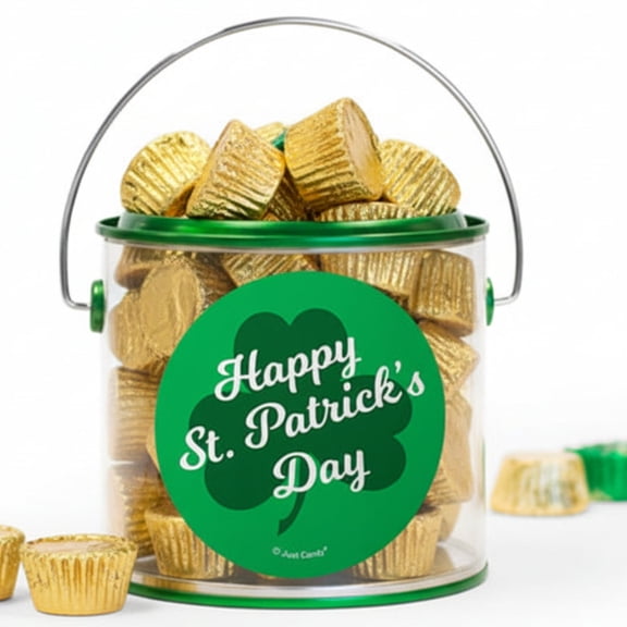 12oz St. Patrick's Day Paint Can Gift With Mini Peanut Butter Cups For Favors & Gifts - Clover