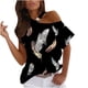 thumbnail image 1 of Camiseta informal para mujer, blusa estampada de manga corta con cuello redondo y hombros descubiertos Fridja  ghk3112, 1 of 5
