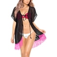 thumbnail image 3 of HAPPY BAY Women's Open Front Holiday Kimono Duster Cardigans XL-XXL Hot Pink_AB785, 3 of 5