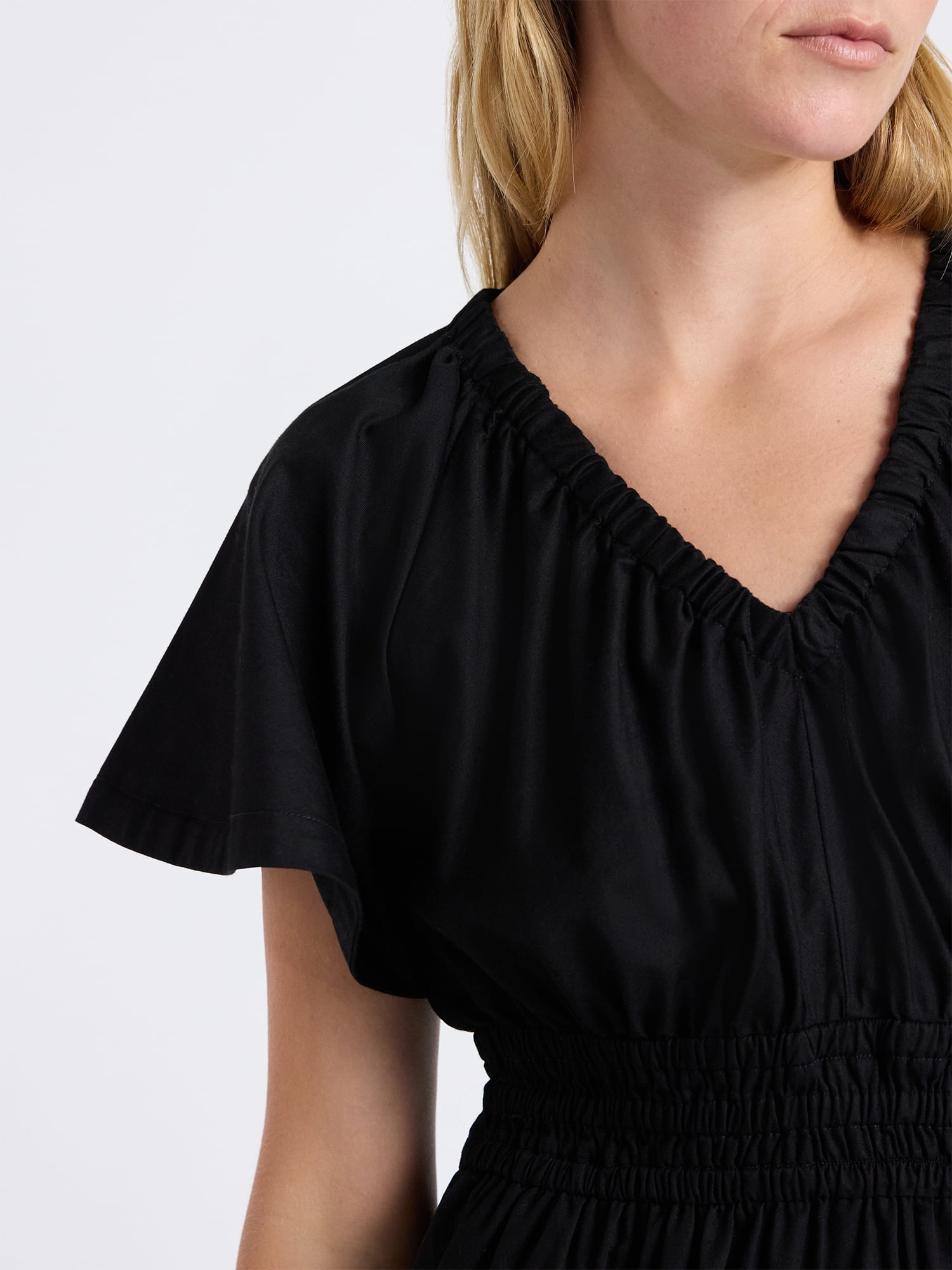 free assembly women's cotton midi dress with puff sleeves reviews Free Assembly Women's and Women's Plus Cotton Midi Dress with Puff Sleeves,  Sizes XS-4X