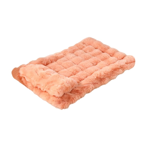 dgysar Pet Blanket with Pillow , Warm Thick Fleece Cat Bed Mat , Soft Winter Sleeping Pad for Indoor Dogs and Cats All Season Orange M