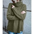 thumbnail image 6 of Women Oversized High Neck Pullover Sweater Cable Knit Long Sleeve Sweater Tops Green S, 6 of 9