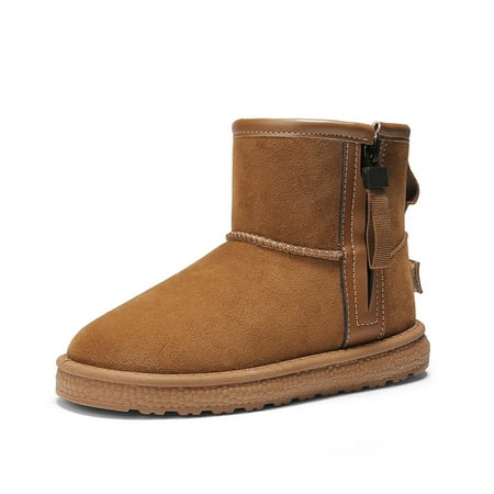

Girls Boys Winter Snow Boots Ankle Booties Furry Lined with Side Zip Keep Warm Non Slip Winter Shoes for Kids Children