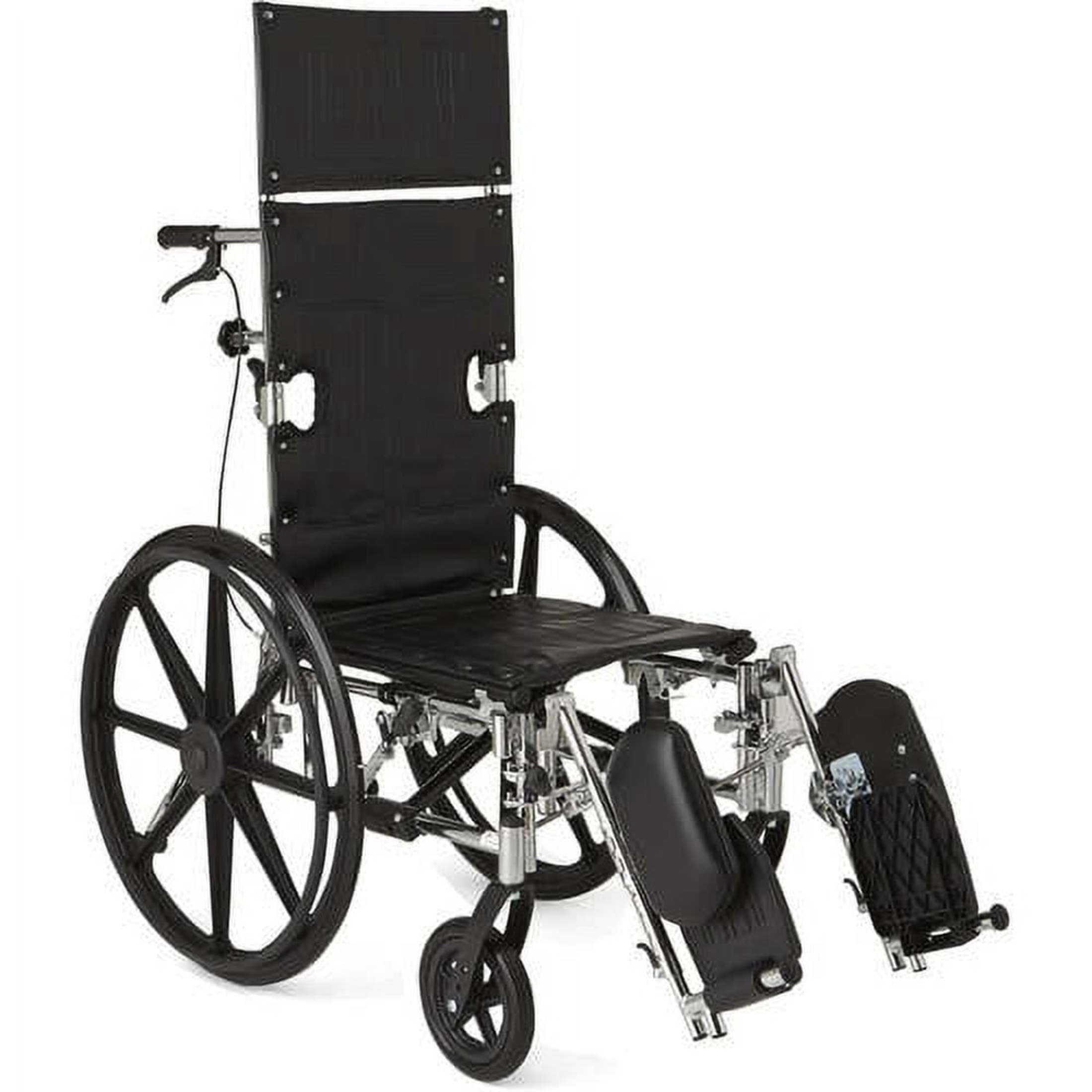 Medline Excel Reclining Wheelchair, 22" Wide Seat, Desk-Length Removable Arms, Elevating Leg Rests