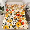 thumbnail image 2 of Manfei Retro Flower Full Size Sheets,Country Botanical Bed Sheets,Beige Orange Sheet Sets For Girls Kids,Microfiber Bedroom Decor,4pcs, 2 of 7