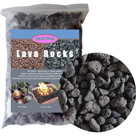 Medium Lava Rock 5LBS, 1' - 2' Natural Volcanic Stones Use in Fireplace, Fire Pit or Bowl Rocks for Indoor Outdoor Gas Propane Fires and Decorative Landscaping-Black