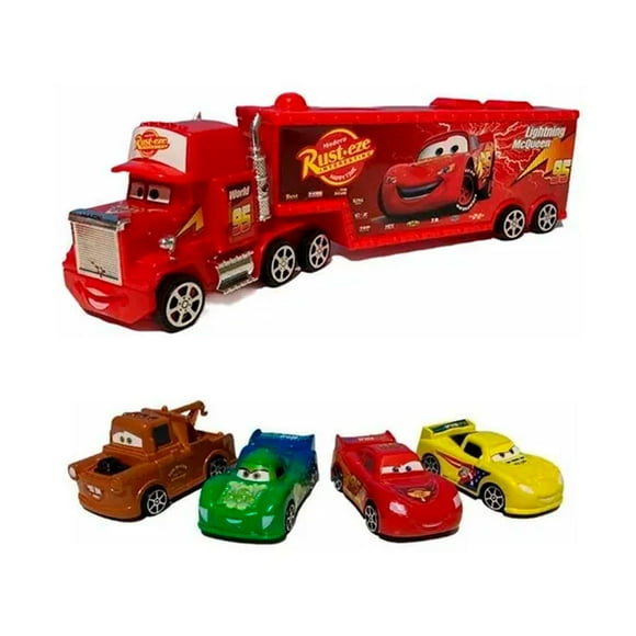 Trailer Con Autos Toy Mark Racing Team Mack y Amigos