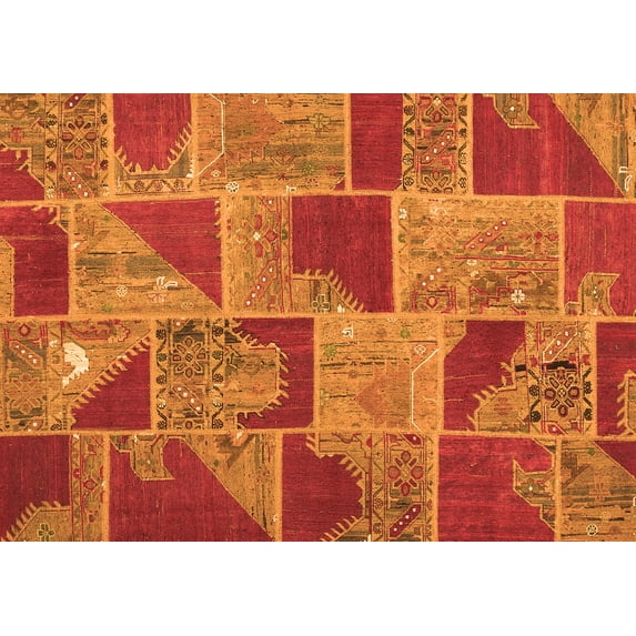 Ahgly Company Indoor Rectangle Patchwork Orange Transitional Area Rugs, 5' x 7'