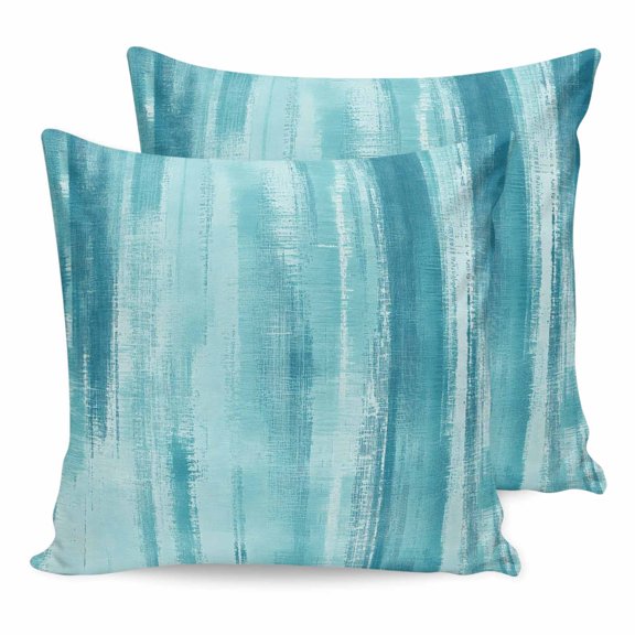 16x16 Pillow Covers Set of 2, Teal Blue Ombre Square Throw Pillow Covers for Couch/Sofa/Living Room, Modern Abstract Art Oil Painting Decorative Soft Pillowcases for Couch Throw Pillows