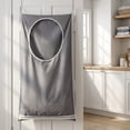 thumbnail image 7 of 2 Pack Hanging Laundry Hamper Bag, Over the Door Dirty Clothes Basket with Bottom Zipper, Large Capacity Wall Mount Laundry Organizer with Hooks & Adhesive Stickers for Bathroom Bedroom, 7 of 7