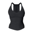 thumbnail image 5 of Women's Tank Tops with Built in Bras V-Neck Cami, Ribbed Polyester Bra Tank Camisoles for Layering 1 Pcs Black M, 5 of 7