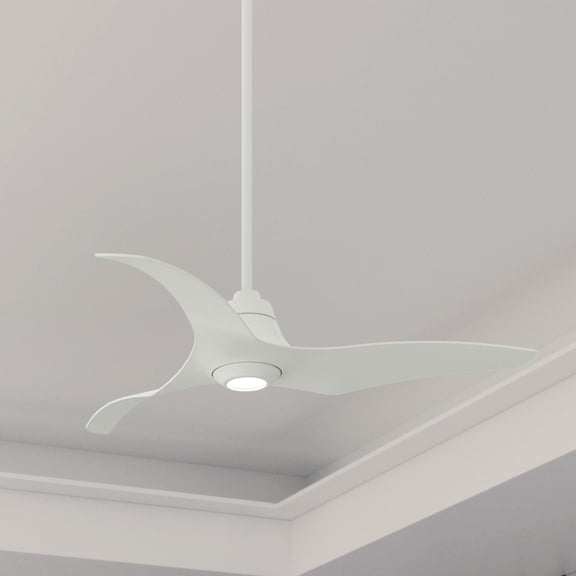 Hunter - Arwen Indoor/Outdoor Ceiling Fan With Light, Remote, 60-inch, Matte White, Modern-style, 6-speed, Energy Star, 52439, for porches, patios, sunrooms, bathrooms