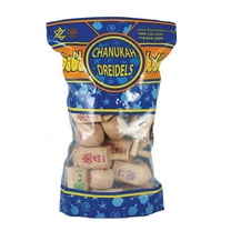 Zion Judaica Large Wood Dreidels Hanukkah Toy Bulk Pack Ziplock Bag 3" Wooden Driedels Natural Wood Spinning Top Dreidlech w/ Hebrew Letters & English Transliteration Traditional Chanukah Game 25-PK
