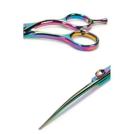 Dog Grooming Shears Opalescent Rainbow Straight Curved Thinning or Set of 3 or 5 (7.5 inch Curved)