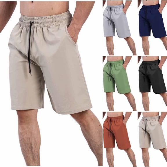IhhxPro Men's Beach Shorts with Pockets Elastic Waist Drawstring Men Quick Dry Workout Loose Fit Casual Swim Trunks Summer Travel Activewear M-3XL