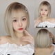 thumbnail image 1 of Pelucas sintéticas cortas y rectas para mujer, pelo Natural con flequillo, Marrón mezclado, gris, resistente al calor, uso diario, Cosplay, 1 of 4