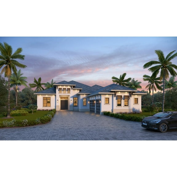 013-3284: Mediterranean Contemporary 4 Bed, 5 Bath Luxury Home Plan, 3284 Sq Ft: Full Blueprints with License to Build by Home Plan Marketplace - Lesuto