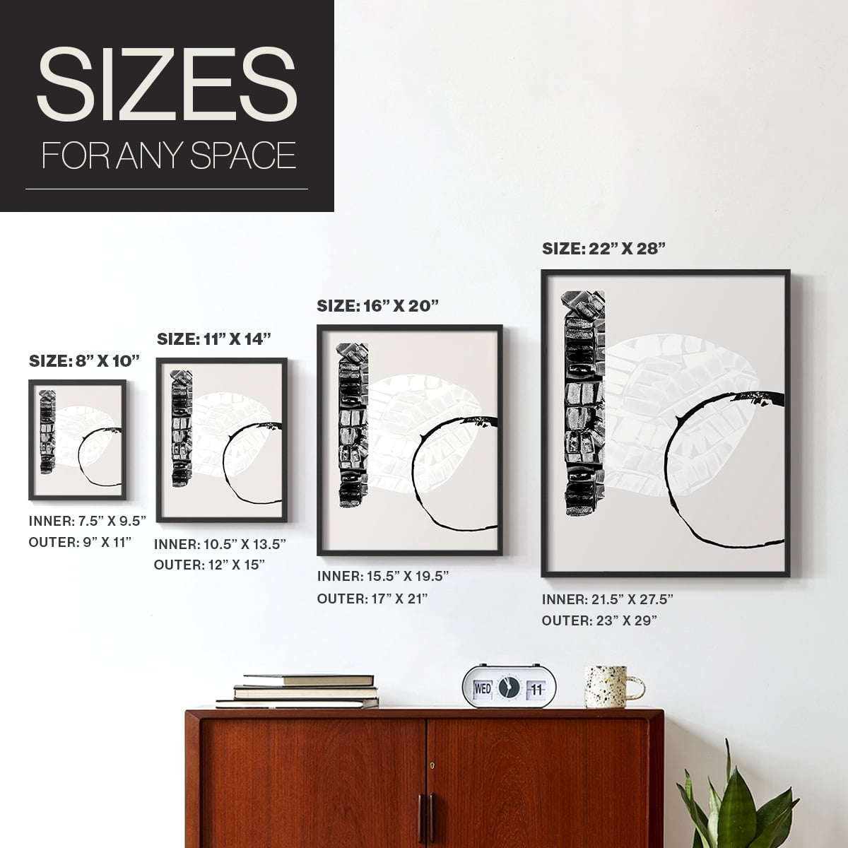 Zen Shapes I Framed Print - Solid Wood in Single Picture Frame Solid Wood 2 Framed Print