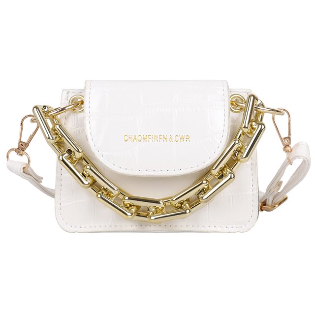 Moda mujer PU cocodrilo patrón pequeño bolso de hombro cadena bolso (blanco) Likrtyny Para estrenar