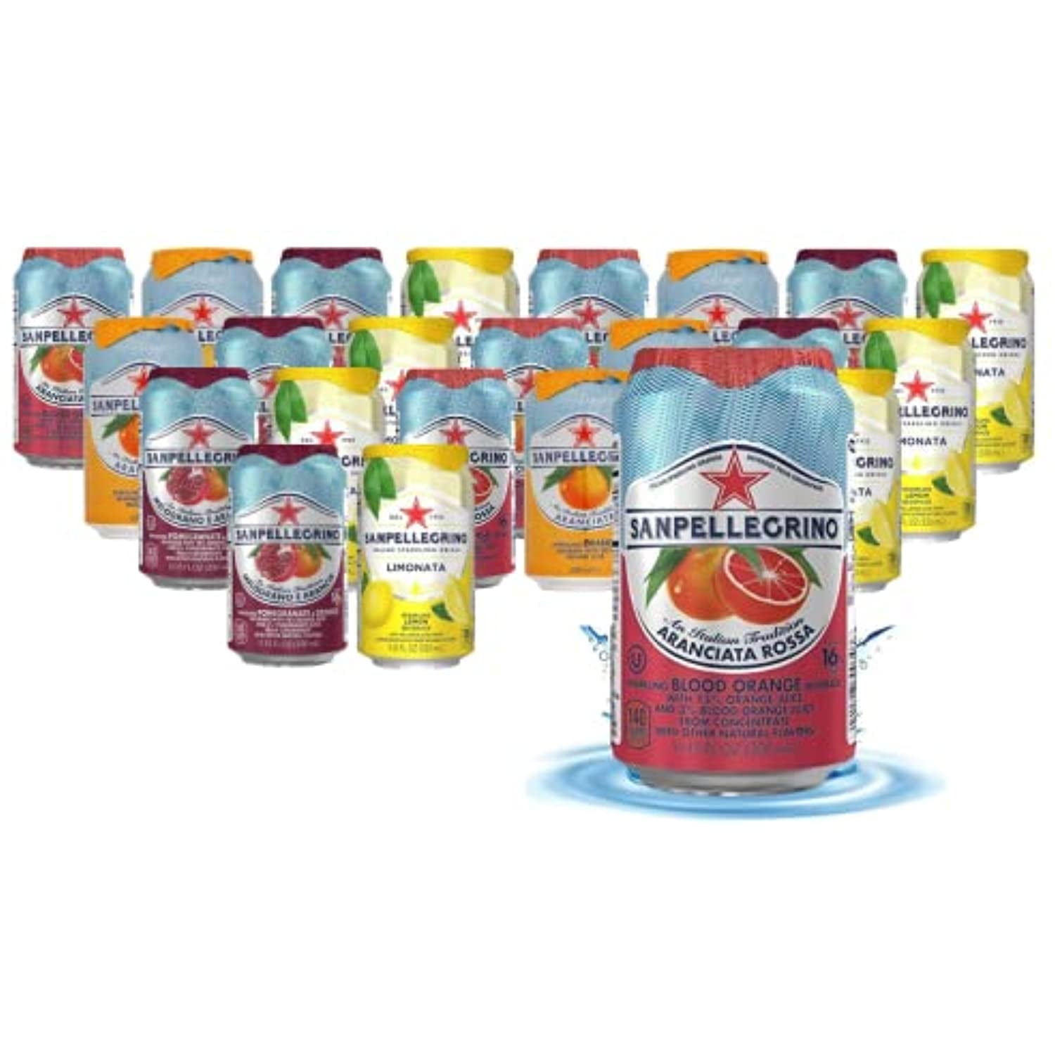 San Pellegrino Sparkling Fruit Beverages Variety Pack - 11.15 Fl Oz Cans - In Sanisco Box (24 Pack)