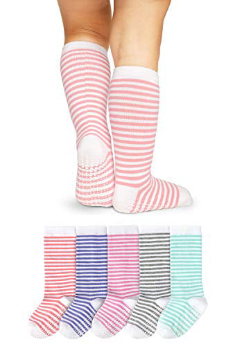 5 Pairs LA Active Knee High Grip Socks Baby Toddler Non Slip/Skid Cotton 