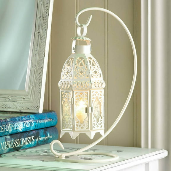 Gallery Of Light White Fancy Candle Lantern With Stand