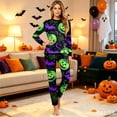 thumbnail image 6 of Halloween Pajamas, Halloween Matching Family Pajamas Green Pumpkin Bat Print Long Sleeve 2Pcs Pj Set Soft Sleepwear Nightwear Loungewear Holiday Party Costume Festive Cool Spooky Season for Family, 6 of 6