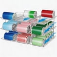 thumbnail image 1 of Organizador de latas apilable de 3 niveles para despensa, Soporte para latas de refrigerador con capacidad para 36 latas, Combinación libre y ruedas automáticas para la cocina. Transparente., 1 of 4