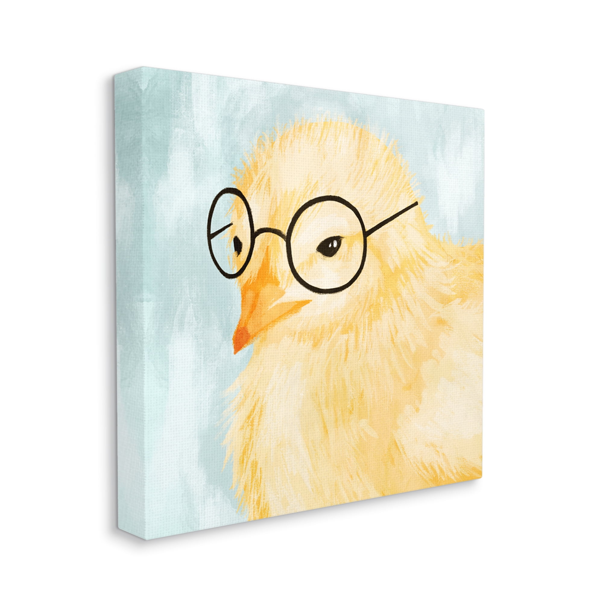 Stupell Industries Easter Chick Yellow Bird Black Glasses Animal Portrait, 36 x 36,Design by Daphne Polselli