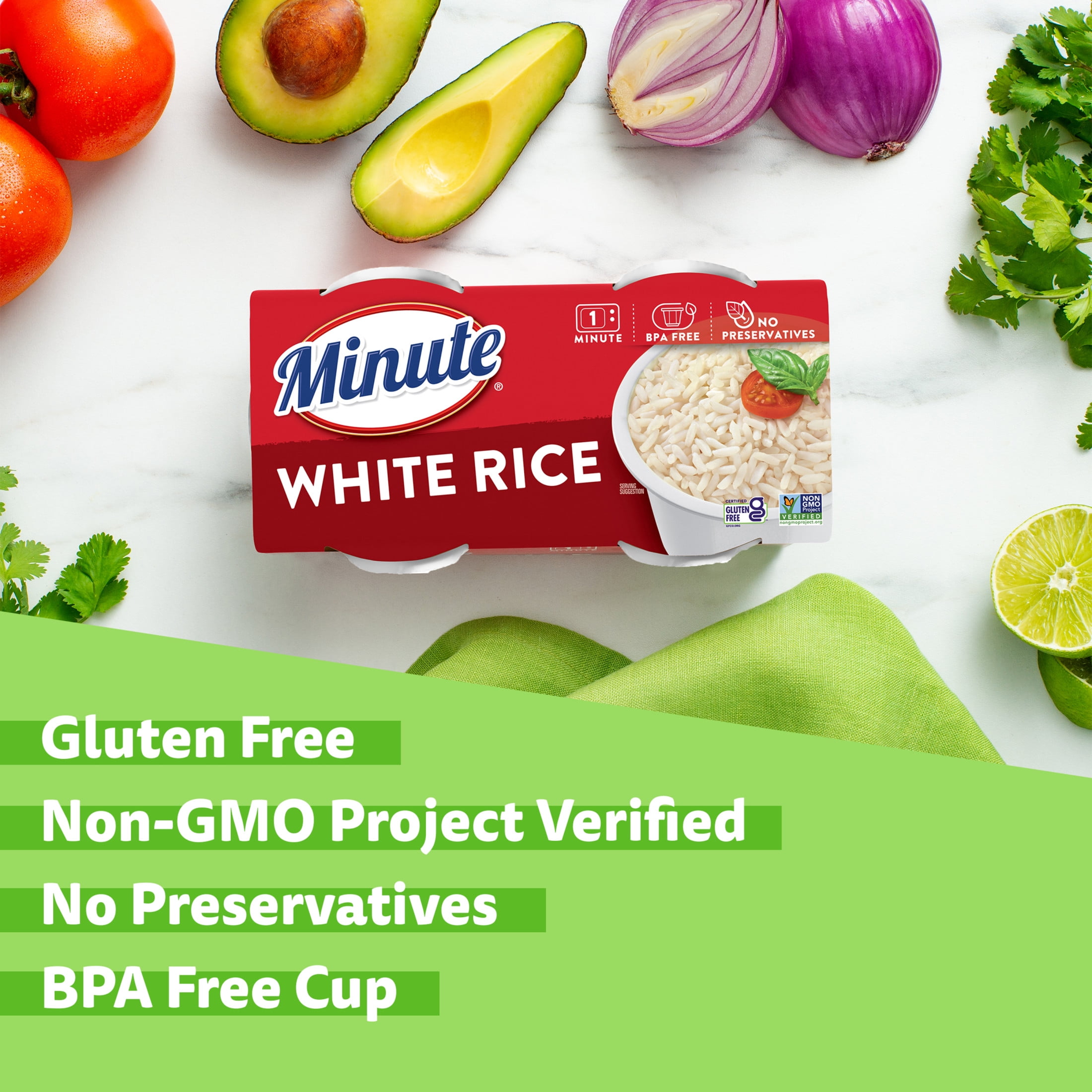 8 pack) Minute White Rice, Microwaveable Rice Cups, Gluten Free
