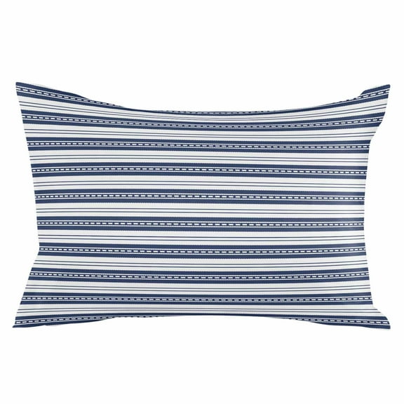 Navy Blue Striped Throw Pillow Cover 16 x 24 Inch Decorative Pillow Cover Farmhouse Striped Geometric Art Lumbar Pillowcase Seasonal Rectangle Cushion Case for Couch Sofa Bed Living Room
