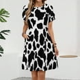 thumbnail image 2 of Cow Print&nbsp;black White Short Sleeve Dress Women Summer Evening Dresses Ladies Sundress, 2 of 7