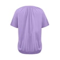 thumbnail image 2 of Fnooota Women's V Neck T-shirts, Pleated Front Casual Short Sleeve Fitted Hem Summer Tops Purple Size XL, 2 of 4