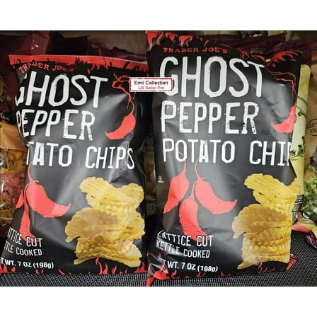 Trader Joe’s Ghost Pepper Potato Chip Lattice Cut Kettle Cooked 7oz 198g (2 Bags)