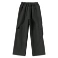 thumbnail image 6 of Lenpel Girls' Cargo Pants Elastic High Waisted Wide Leg Casual Joggers Baggy Streetwear Trousers with Pockets 8-12 Years, 6 of 7