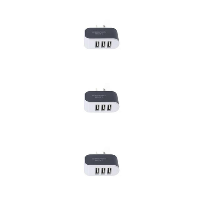 crativent Wall Charger 3 Port Universal Lightweight Compact USB Power Adapter Phone Charging Cell Cameras MP3 Gift Mobile Black 3Set