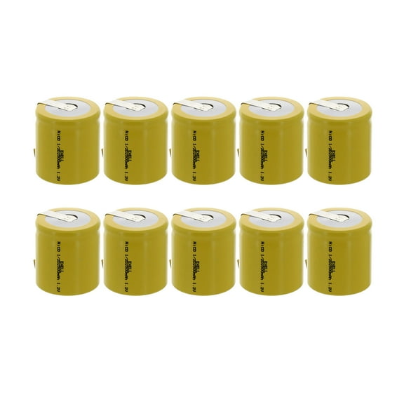 10x 1/2D Size 1.2V Rechargeable Batteries w/Tabs for LED Lights Hobby Alarms