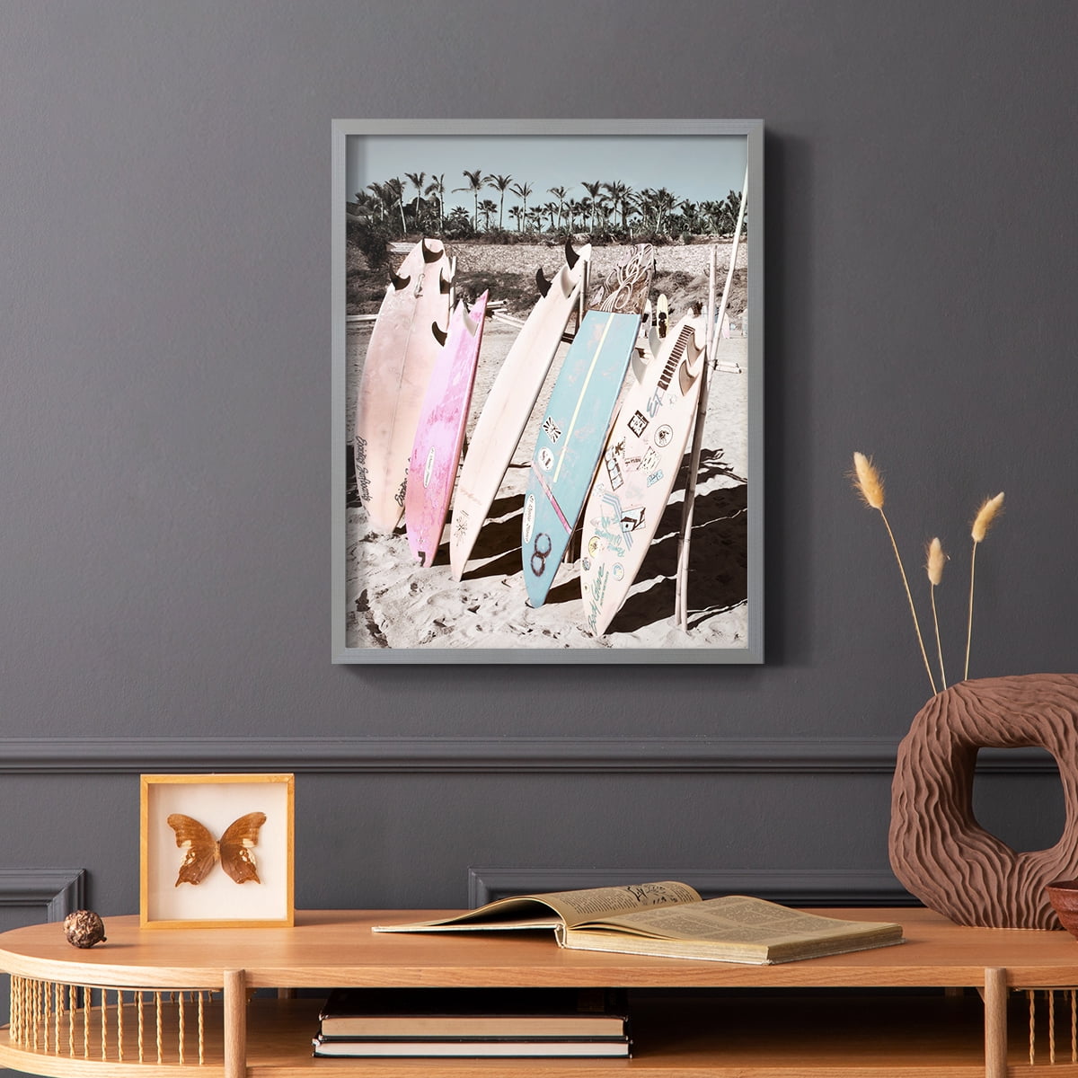 Wave Ready Framed Print in Gray Solid Wood 8 x 10 Framed Print