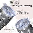 thumbnail image 4 of 20oz Vacuum Cup with Lid & Straw - Stainless Steel Double Wall Insulated Travel Tumbler, Leakproof Thermal Coffee Mug, Bohemian Design, 4 of 5