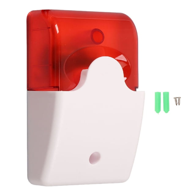 Sirena de alarma con sonido y luz de 12 V, bocina de alarma antirrobo contra incendios de alto decibelio con luz LED intermitente para el hogar y la tienda.