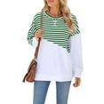 thumbnail image 2 of Deago Women Striped Color Block Long Sleeve Crew Neck Sweatshirt Casual Loose Fit Pullover Shirts Side Split Tunic Tops, 2 of 8