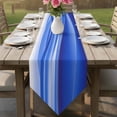 thumbnail image 6 of Table Runners 60 Inches Long, Blue Striped Cotton Linen Kitchen Dining Coffee Table Runner for Party Home Decor, Modern Abstract Art Wave Moire Gradient Tabletop Dresser Scarves Runner 13x60 Inch, 6 of 9