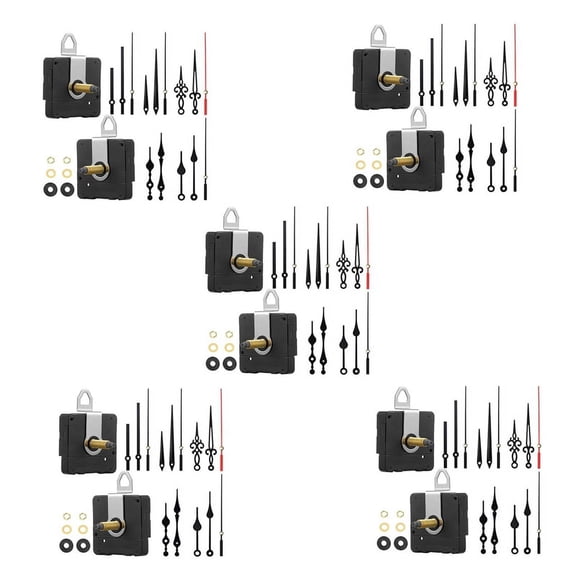 5 set 32mm Long Shaft DIY Quartz Clock Movement Mechanism with 5 Different Pairs Hands Wall Clock Repair Parts