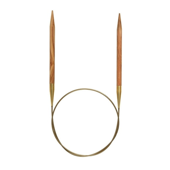 addi Circular Knitting Needles, Olive Wood, Length 40cm (16) (US10.75)
