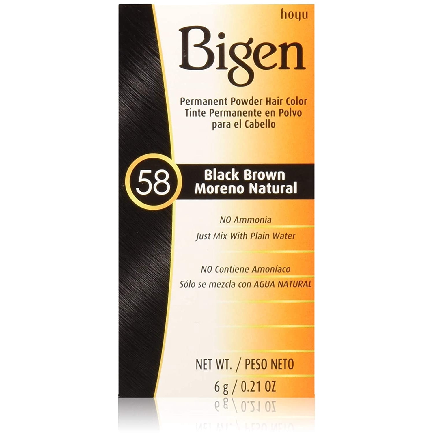 Bigen Permanent Powder Hair Color #58 Black Brown, 0.21 Oz, 3 Pack