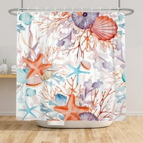 SUNOLIFE Ocean Beach Theme Shower Curtain,Nautical Coastal Waterproof Fabric Bathroom Curtain with Hooks,60x72 in