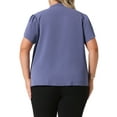 thumbnail image 3 of Agnes Orinda Women's Plus Size Chiffon Shirts Pleated Petal Sleeve V Neck Button Down Tops Business Work Blouse 1X Blue, 3 of 6