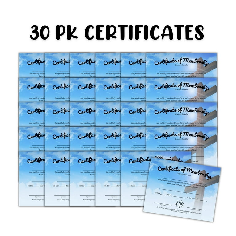 Church Membership Certificate for New Members 30 pk 8.5x11 Record Booklet Information Class Application Blue with Clouds Simplistic Modern - Walmart.com for Free Printable Church Membership Certificates