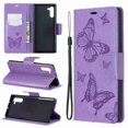 thumbnail image 2 of Dteck Case For Samsung Galaxy Note 10 Fashion Wallet Purse 3D Embossed Butterflies Premuim PU Leather Flip Cover Ultra Slim TPU Inner Bumper Hand Strap Magnetic Card Slots Violet, 2 of 5